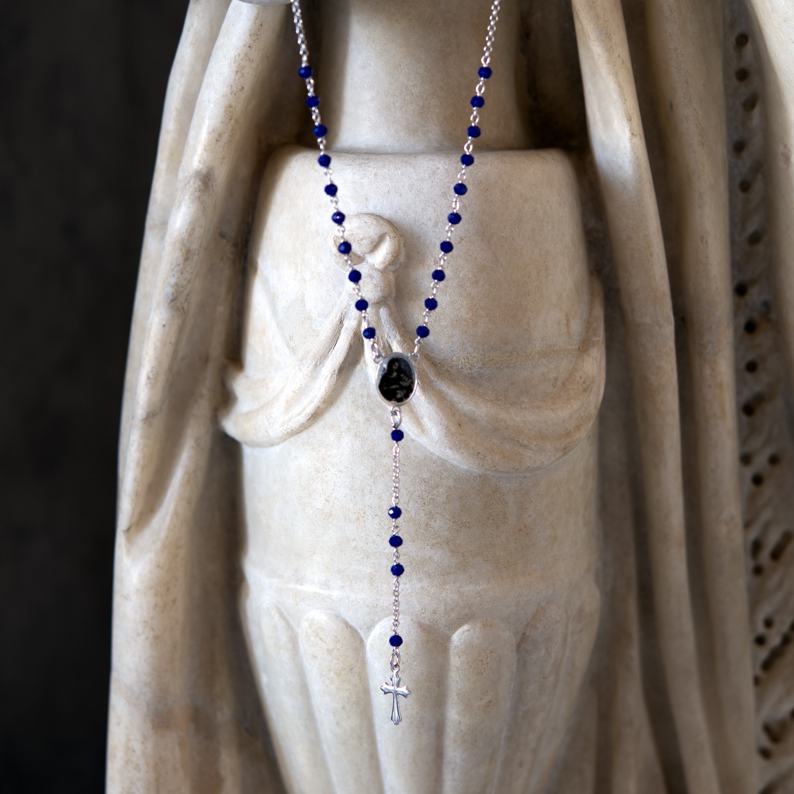 Rosario argento Raffaello - Cristalli Blu
