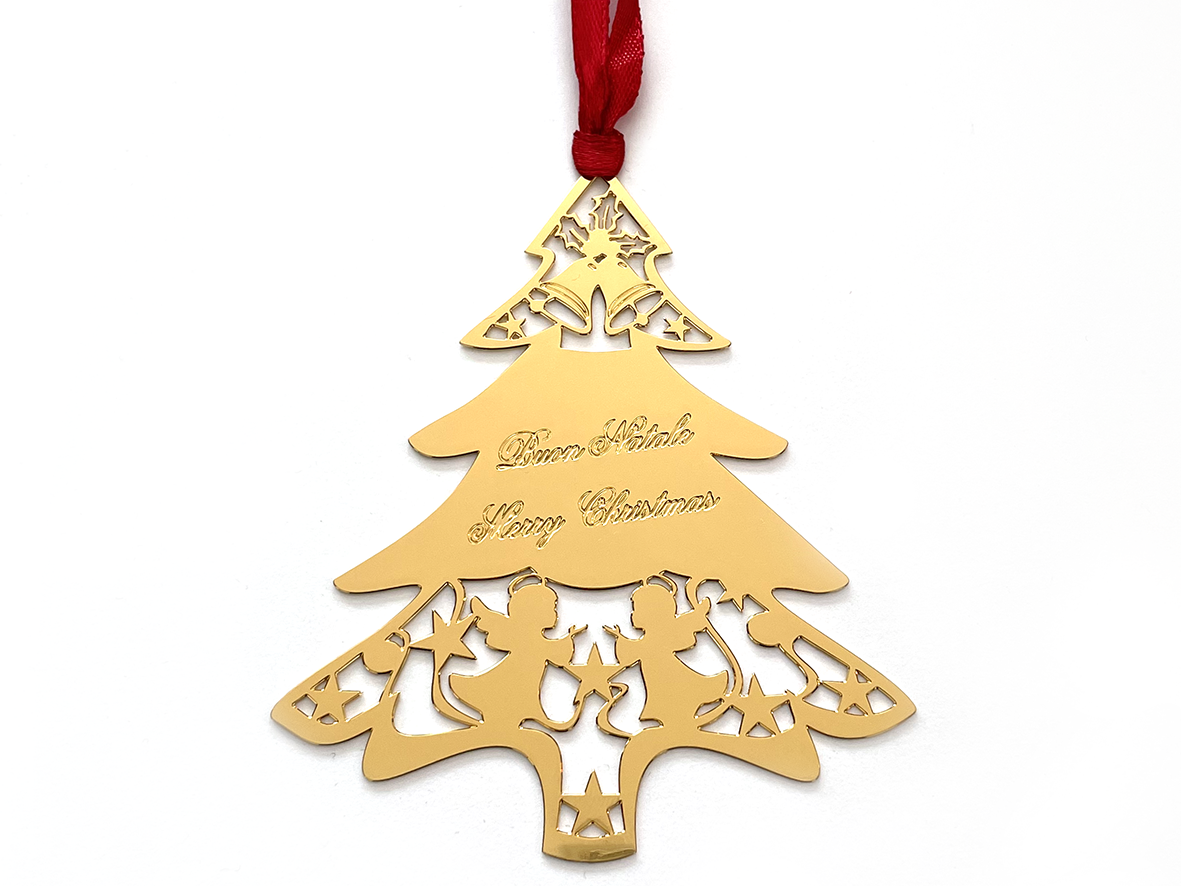 Decorazione natalizia - Alberello di metallo angeli dorati