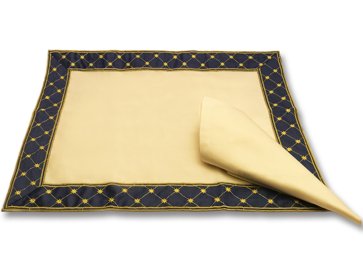 Juego América para desayuno con franja de raso azul